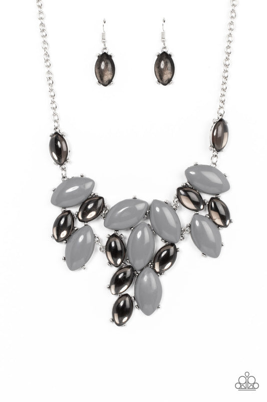 Paparazzi Accessories-Date night Nouveau Silver Oval Bead Necklace Set