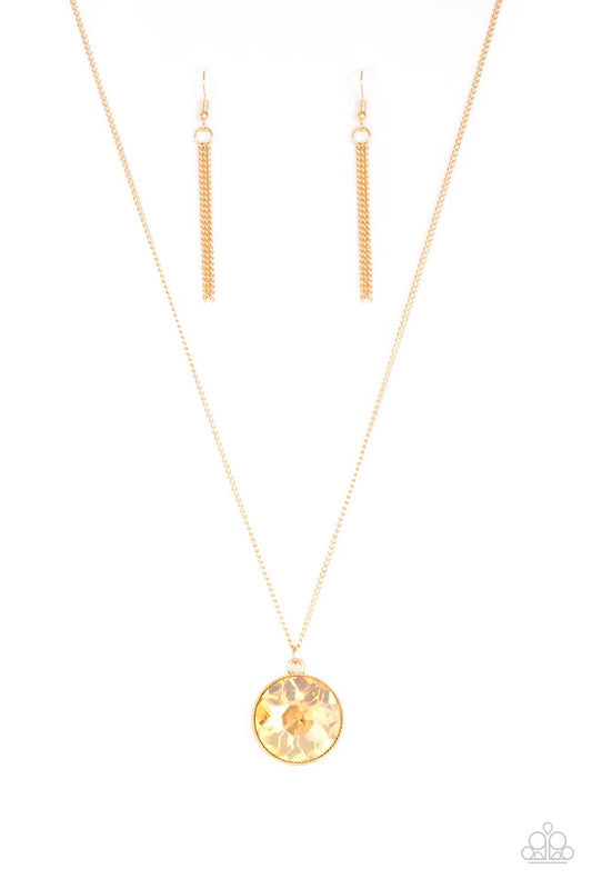 Paparazzi Accessories-Dauntless Diva Gold Gem Necklace Set