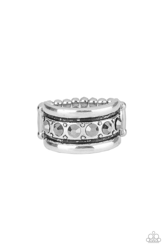 Paparazzi Accessories-Dauntless Shine Black Ring
