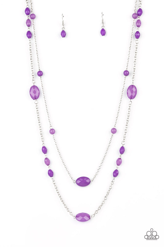 Paparazzi Accessories-Day Trip Delights Purple Opaque Bead Necklace Set