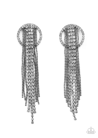 Paparazzi Accessories-Dazzle by Default Black Rhinestone Earrings