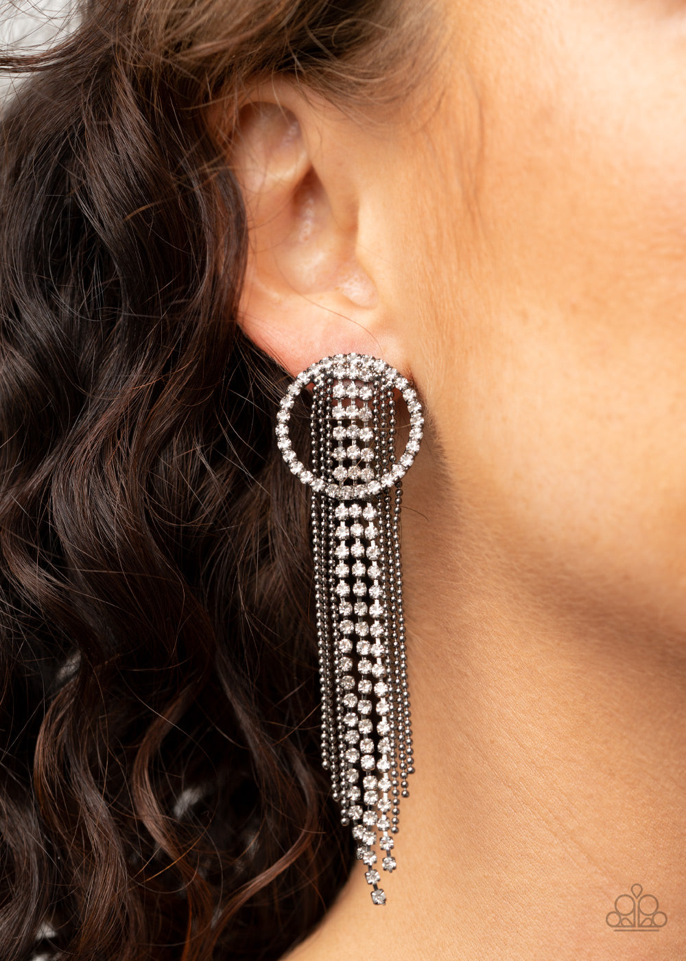 Paparazzi Accessories-Dazzle by Default Black Rhinestone Earrings