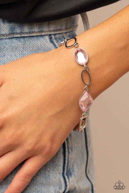 Paparazzi Accessories-Dazzle for Days Pink Oval Rectangular Bracelet