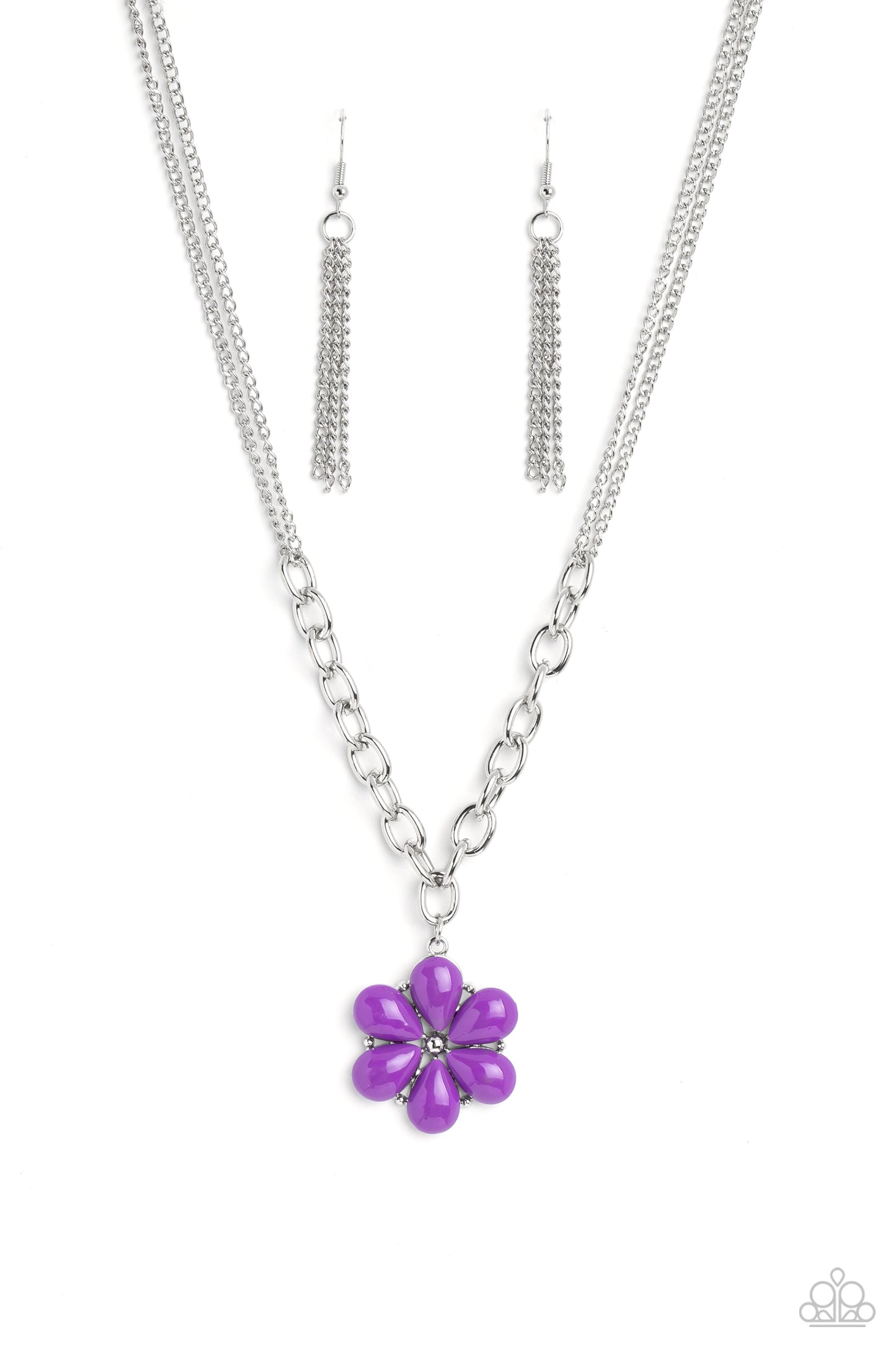 Paparazzi Accessories Dazzling Dahlia Purple Petal Bloom Necklace Set