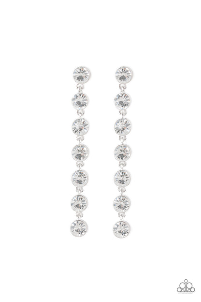 Paparazzi Accessories-Dazzling Debonair White Earrings