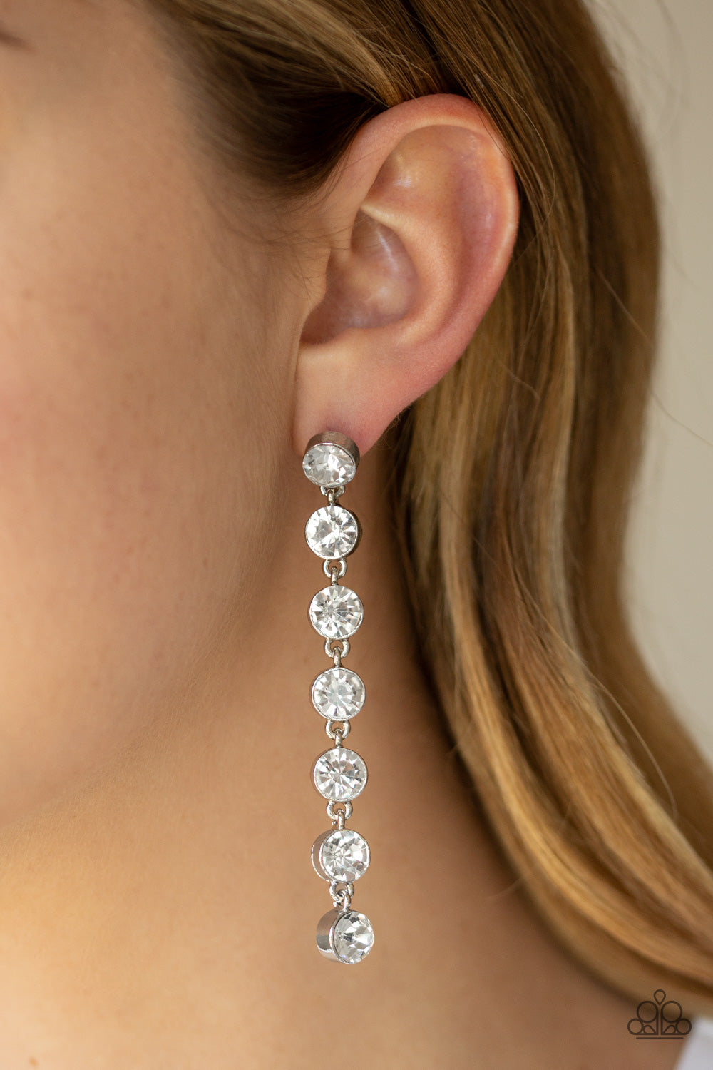 Paparazzi Accessories-Dazzling Debonair White Earrings