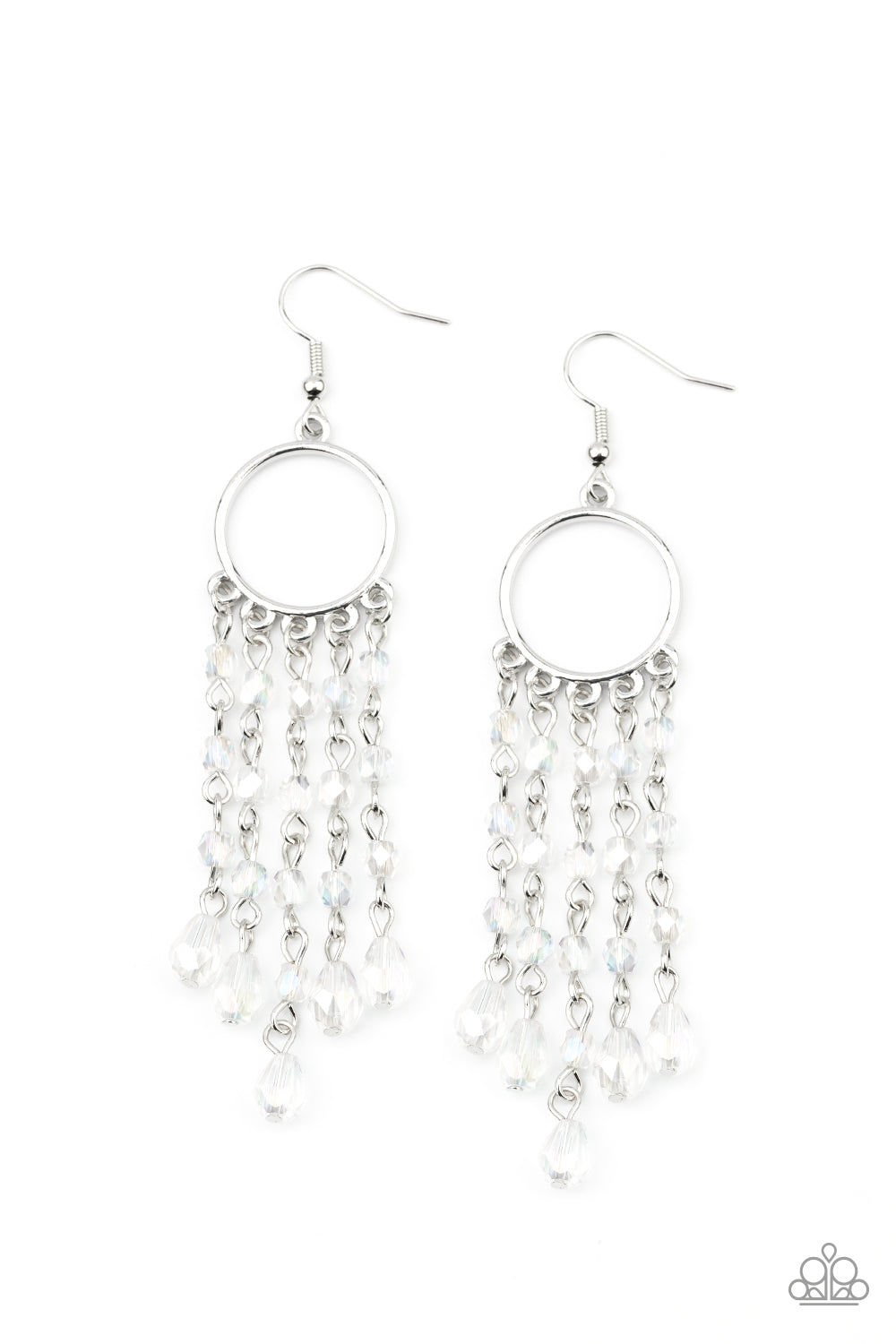 Paparazzi Accessories-Dazzling Delicious White Iridescent Bead Earrings