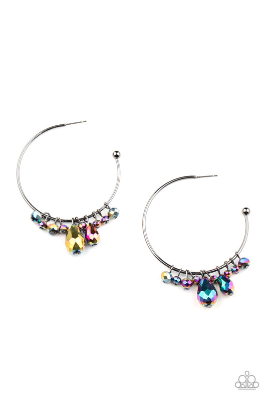 Paparazzi Accessories-Dazzling Downpour Oil Spill Earrings