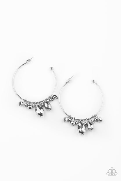 Paparazzi Accessories-Dazzling Downpour Silver Earrings