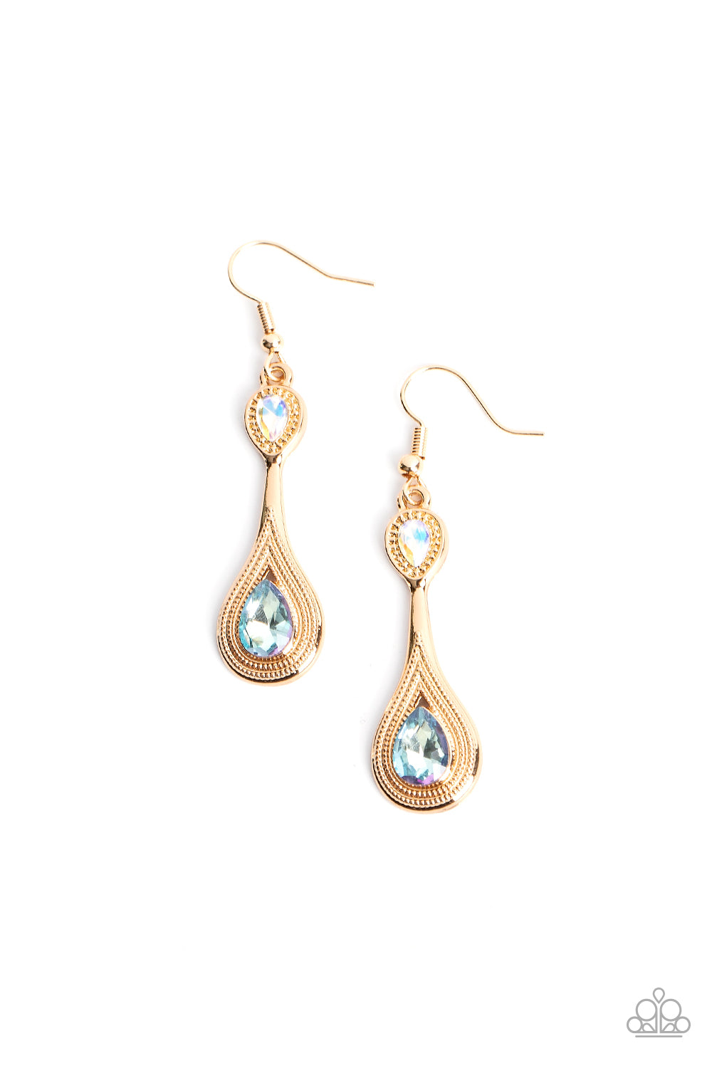 Paparazzi Accessories-Dazzling Droplets Multi Iridescent Lure Earrings