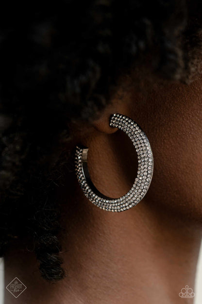 Paparazzi Accessories-Dazzling Dynamo Feb's 2023 FF Black Hoop Earrings