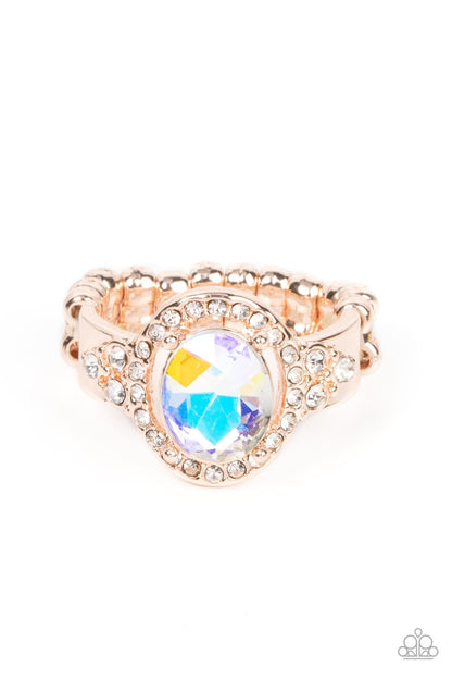 Paparazzi Accessories-Dazzling I Do's Rose Gold Iridescent Engagement Ring