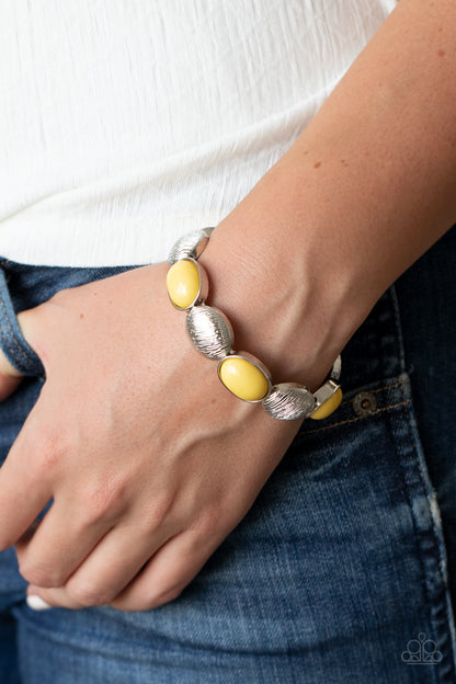 Paparazzi Accessories-Decadently Dewy Yellow Stretchy Bracelet