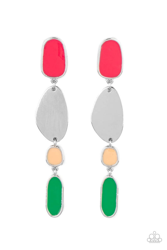 Paparazzi Accessories-Deco By Design Multi Abstract Frame Earrings