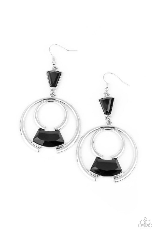 Paparazzi Accessories-Deco Dancing Black Triangular Gem Earrings