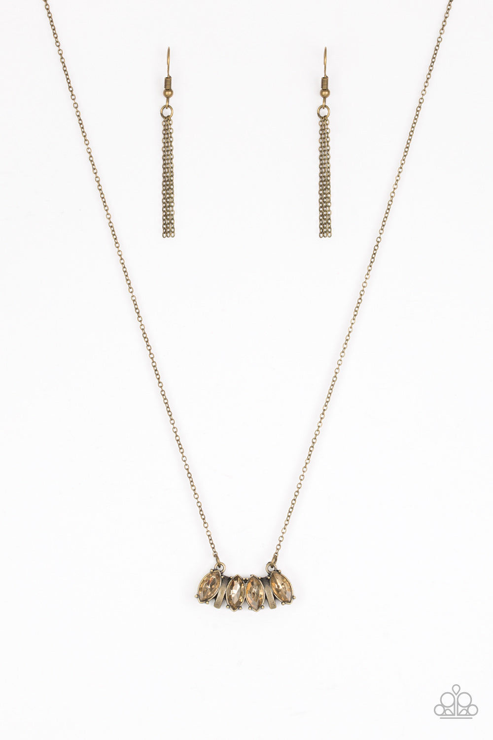 Paparazzi Accessories-Deco Decadence Brass Rhinestone Necklace Set