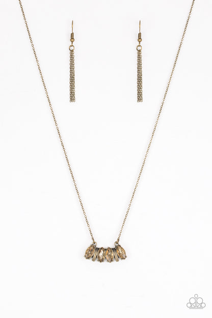 Paparazzi Accessories-Deco Decadence Brass Rhinestone Necklace Set