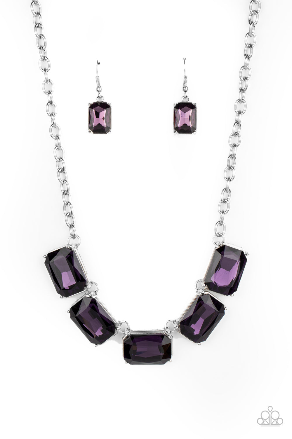 Paparazzi Accessories-Deep Freeze Diva Purple Rhinestone Necklace Set