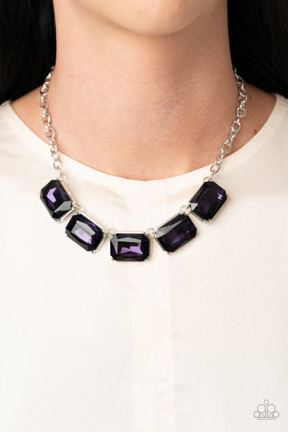 Paparazzi Accessories-Deep Freeze Diva Purple Rhinestone Necklace Set