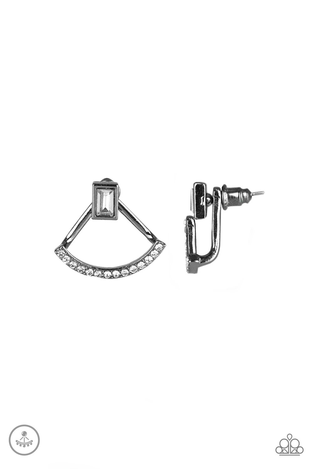 Paparazzi Accessories-Delicate Arches Black Solitaire Earrings