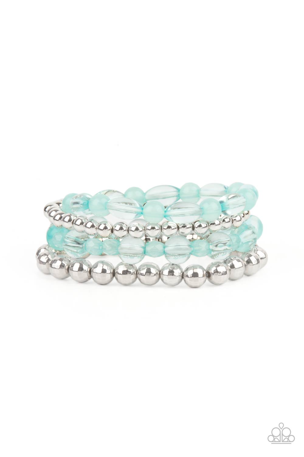 Paparazzi Accessories-Delightfully Disco Blue Glassy Bead Bracelet