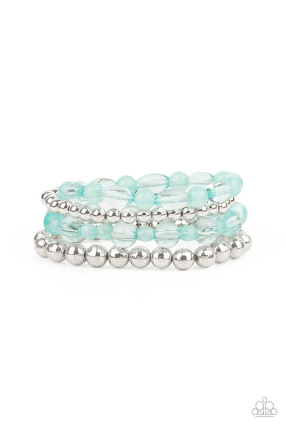 Paparazzi Accessories-Delightfully Disco Blue Glassy Bead Bracelet