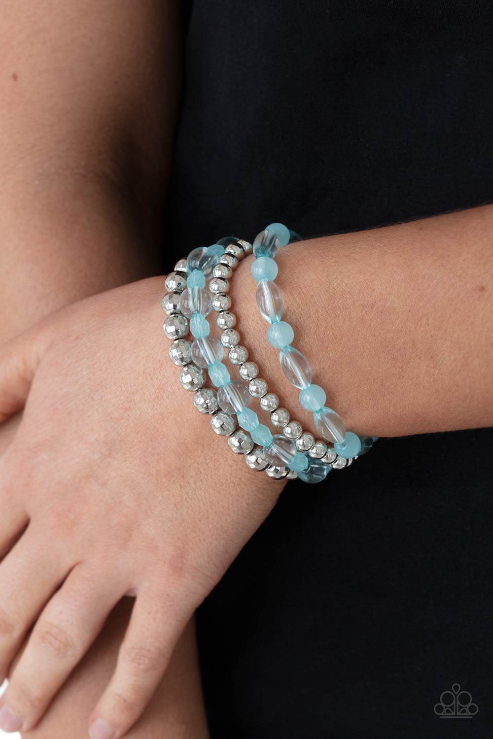 Paparazzi Accessories-Delightfully Disco Blue Glassy Bead Bracelet