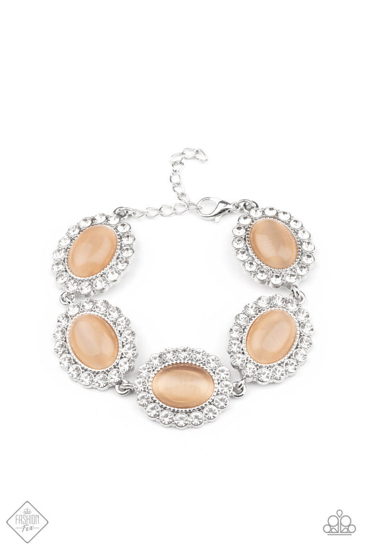 Paparazzi Accessories-Demurely Diva Orange Eye Cats Bracelet