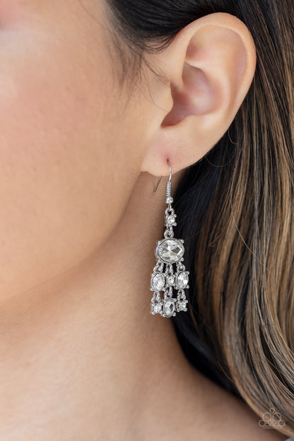 Paparazzi Accessories-Demurely Divine White Earrings