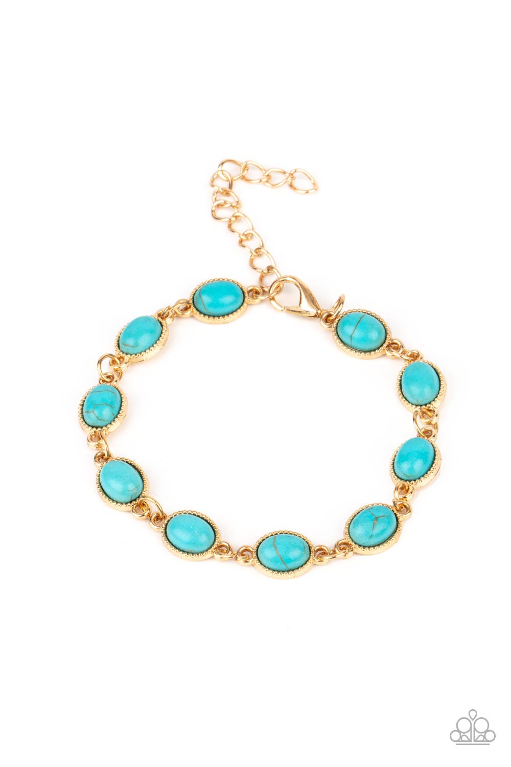 Paparazzi Accessories-Desert Day Trip Blue Oval Turquoise Stone Bracelet