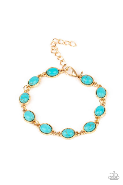 Paparazzi Accessories-Desert Day Trip Blue Oval Turquoise Stone Bracelet