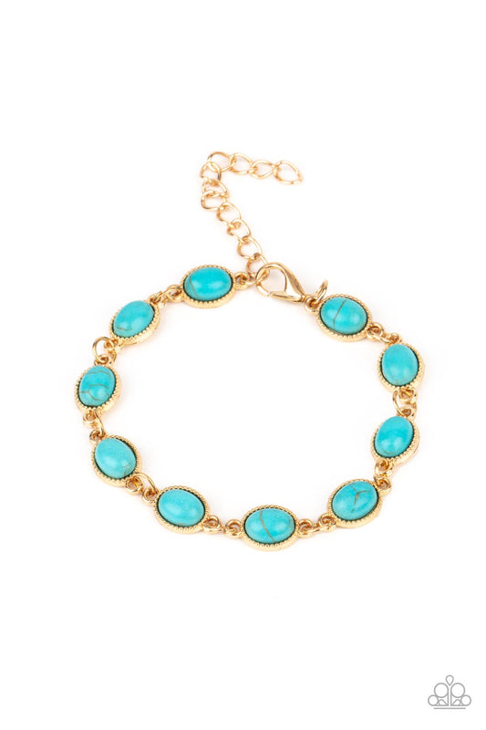Paparazzi Accessories-Desert Day Trip Blue Oval Turquoise Stone Bracelet
