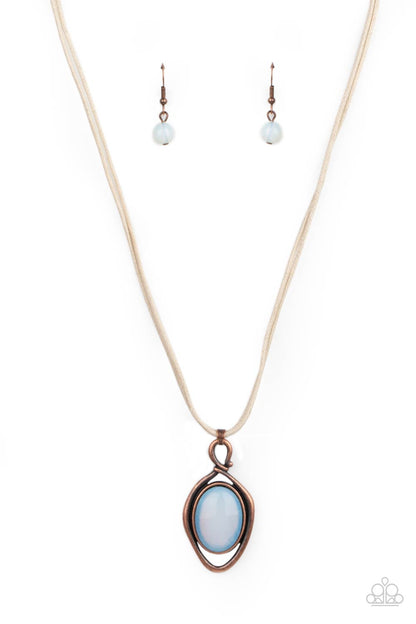 Paparazzi Accessories-Desert Mystery Copper Oval Moonstone Necklace Set
