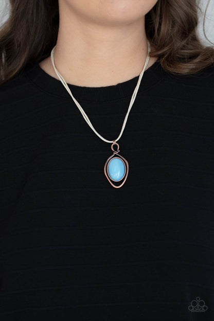 Paparazzi Accessories-Desert Mystery Copper Oval Moonstone Necklace Set