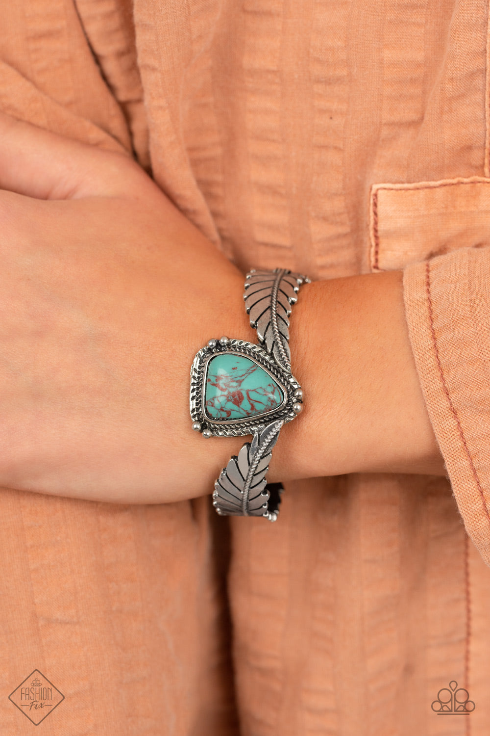 Paparazzi Accessories-Desert Roost Blue Twisted Feather Bracelet