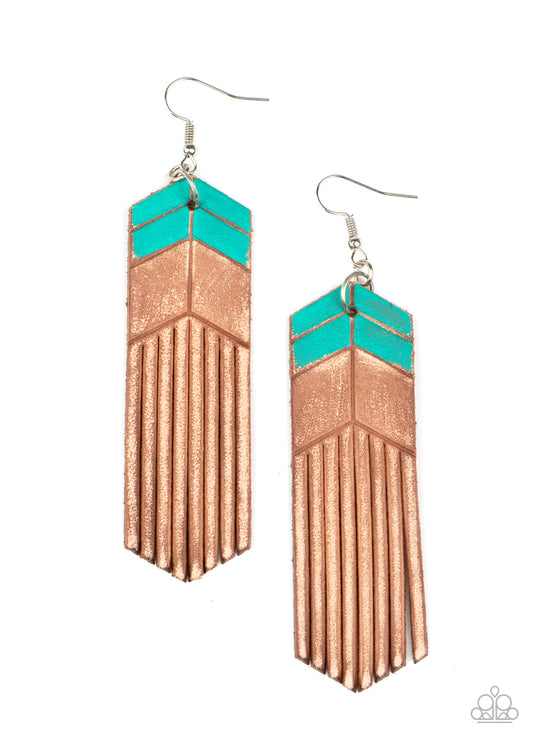 Paparazzi Accessories-Desert Trails Blue Distressed Earrings