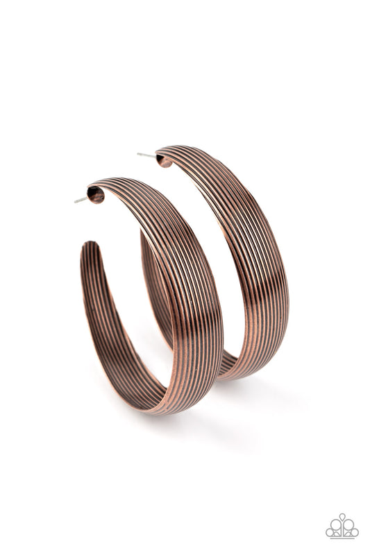 Paparazzi Accessories-Desert Wanderings Copper Hoop Earrings