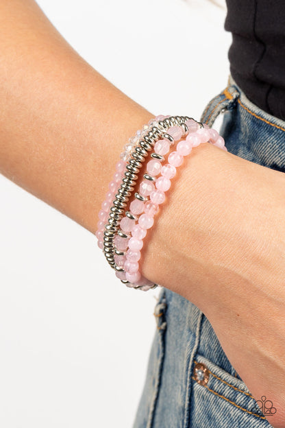 Paparazzi Accessories-Destination Dreamscape Pink Crystal Bead Bracelet