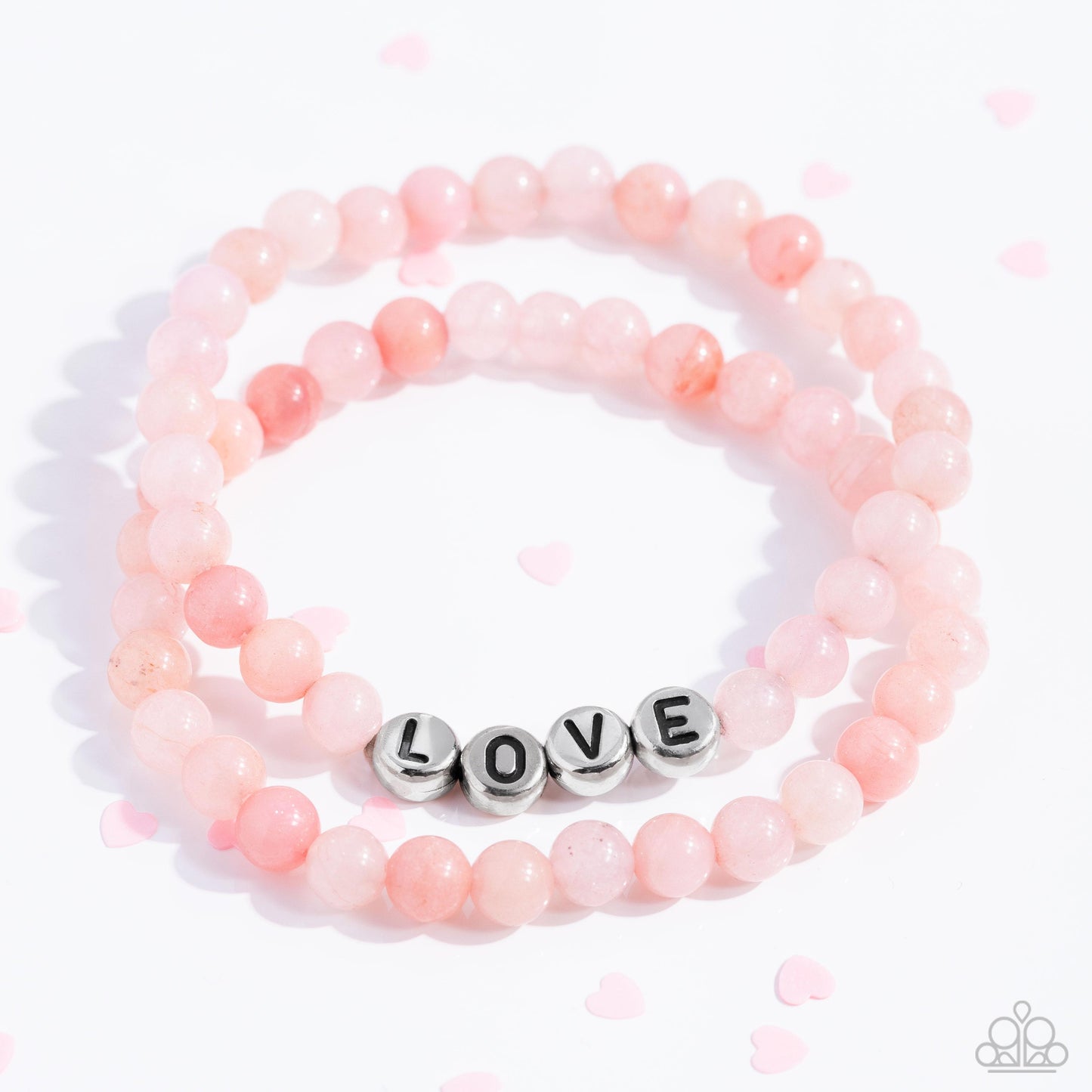 Paparazzi Accessories-Devoted Dreamer Pink Beads Silver "LOVE" Bracelet