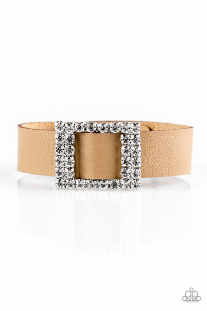 Paparazzi Accessories-Diamond Diva Brown Suede Bracelet