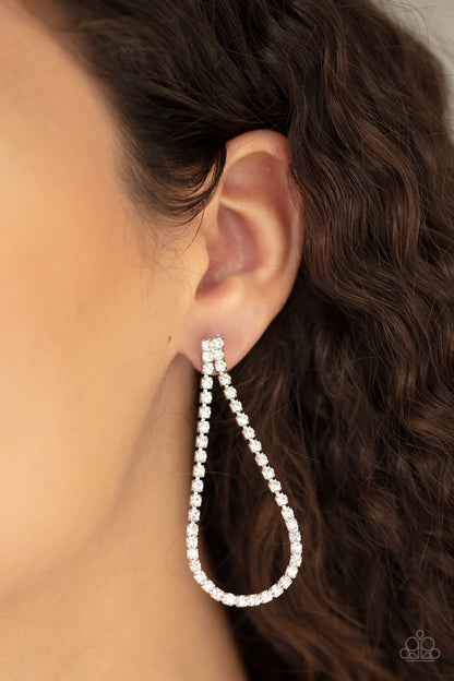 Paparazzi Accessories-Diamond Drops White Earrings
