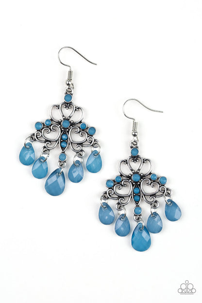 Paparazzi Accessories-Dip it Glow Blue Earrings