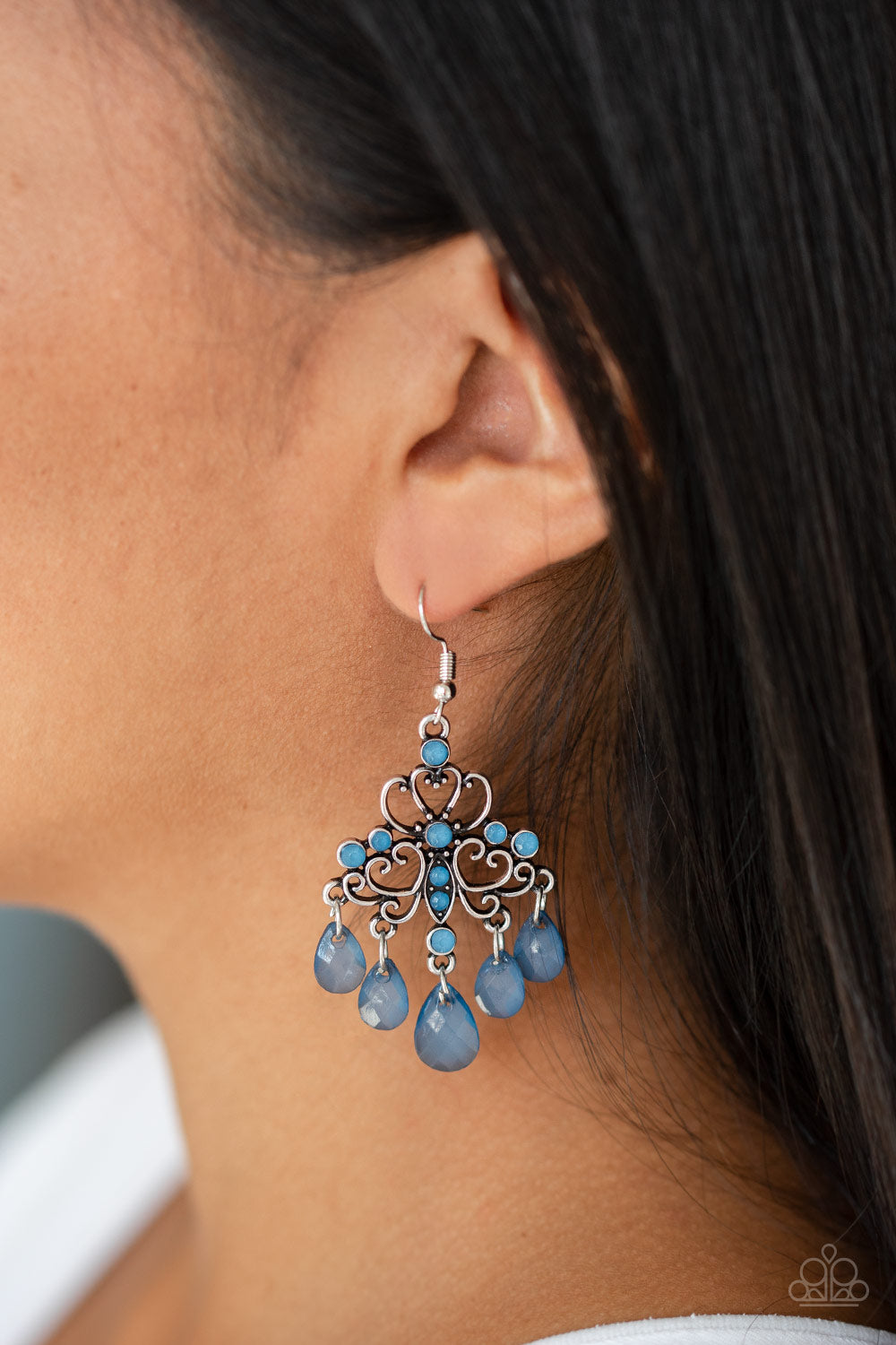 Paparazzi Accessories-Dip it Glow Blue Earrings