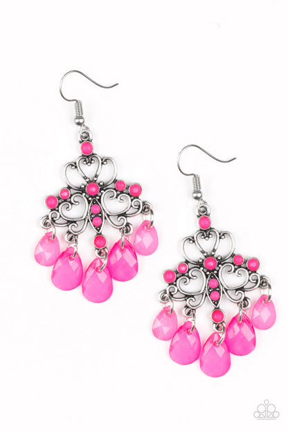 Paparazzi Accessories-Dip It Glow Pink Earrings