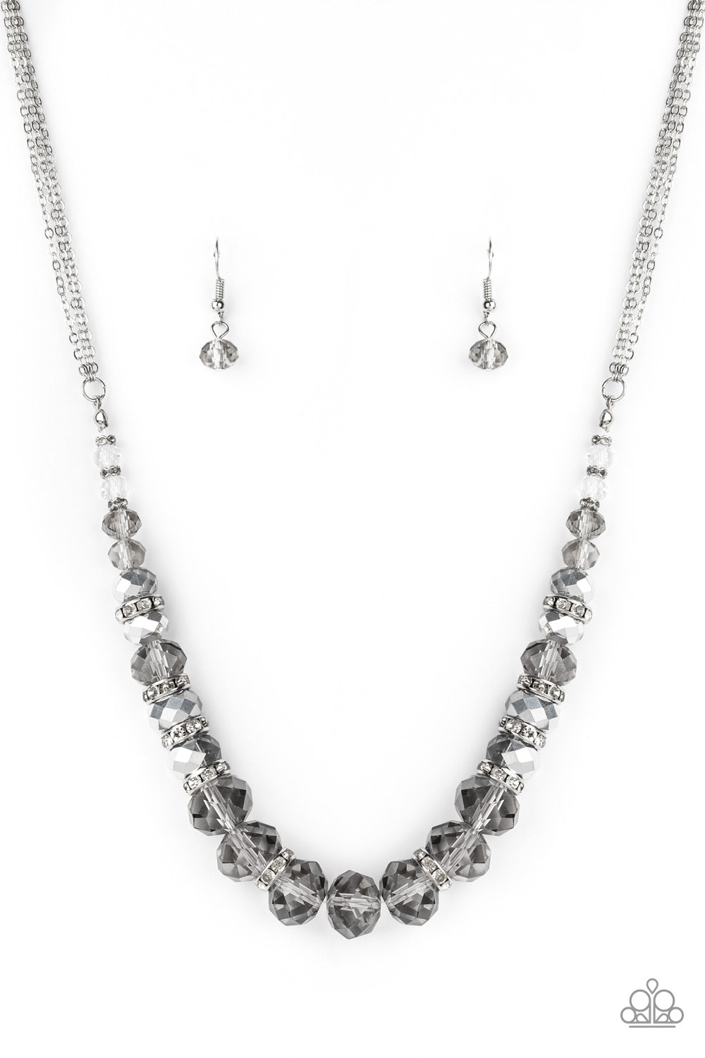 Paparazzi Accessories-Distracted By Dazzle Silver Necklace Set