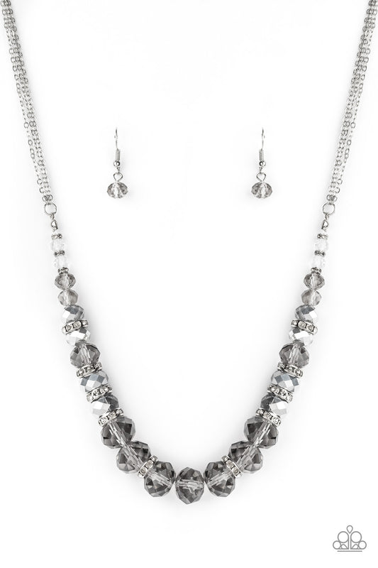 Paparazzi Accessories-Distracted By Dazzle Silver Necklace Set