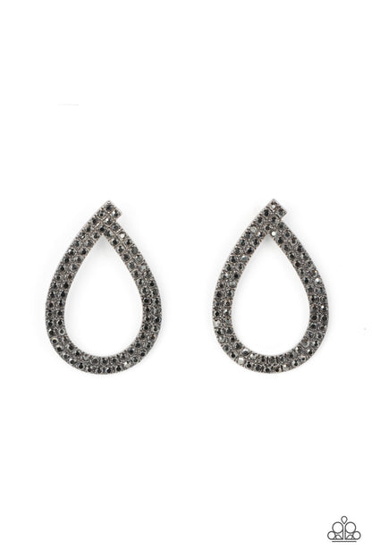 Paparazzi Accessories-Diva Dust Black Dainty Hematite Swoop Earrings