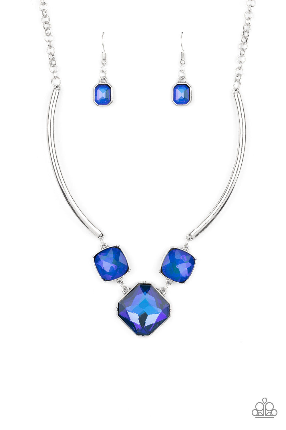 Paparazzi Accessories-Divine IRIDESCENCE Blue Radiant Gem Necklace Set