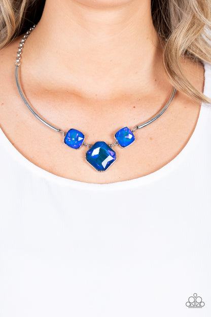 Paparazzi Accessories-Divine IRIDESCENCE Blue Radiant Gem Necklace Set
