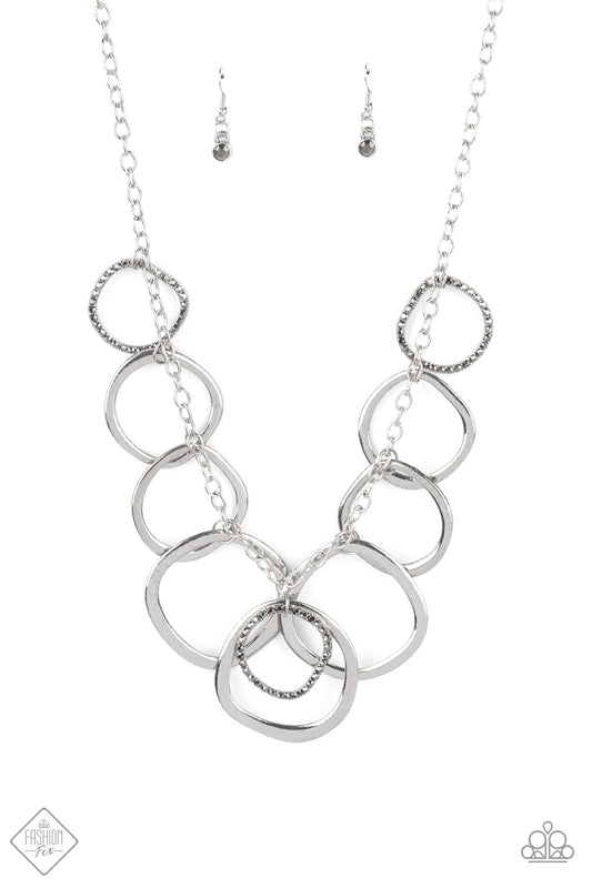 Paparazzi Accessories-Dizzy With Desire Silver/Hematite Necklace Set